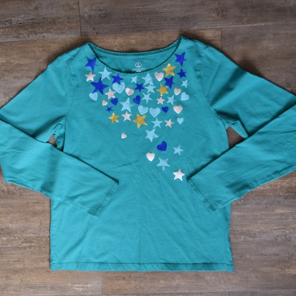 Lands' End Stars and Hearts Embellished T-shirt - Picture 1 of 6